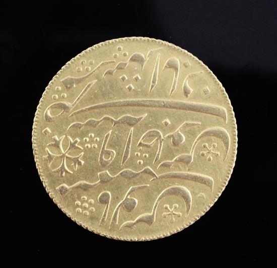 India, Bengal Presidency, a One Mohur gold coin, Dia 26mm; 12.3g, GVF